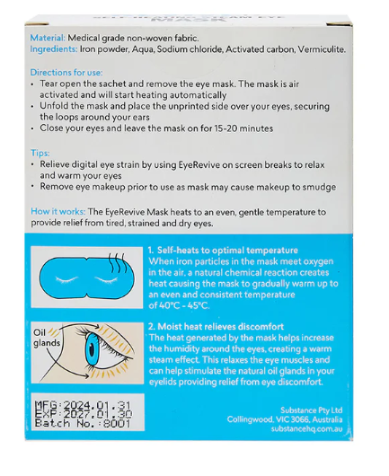 EYE REVIVER SELF-HEATING STEAM EYE MASK 10 PACK