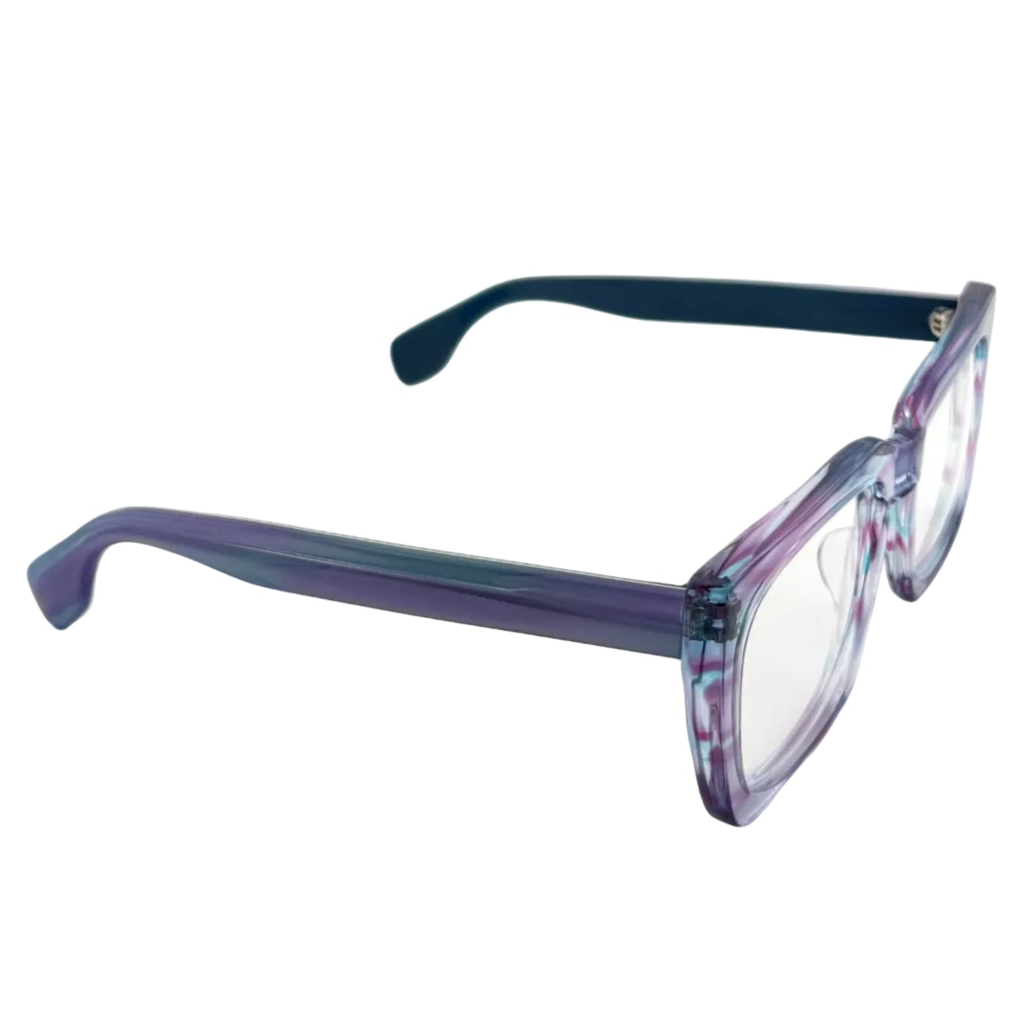 Blue eyeglasses on a white background