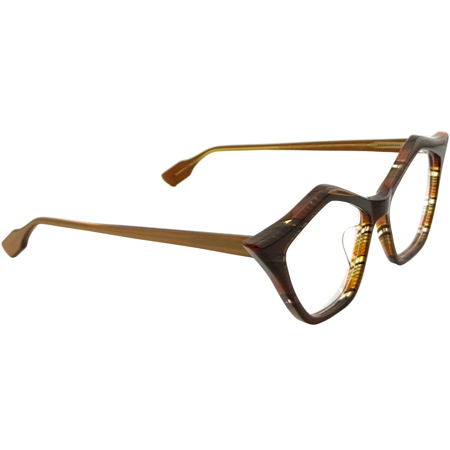 Eyeglasses with a tortoiseshell frame on a white background