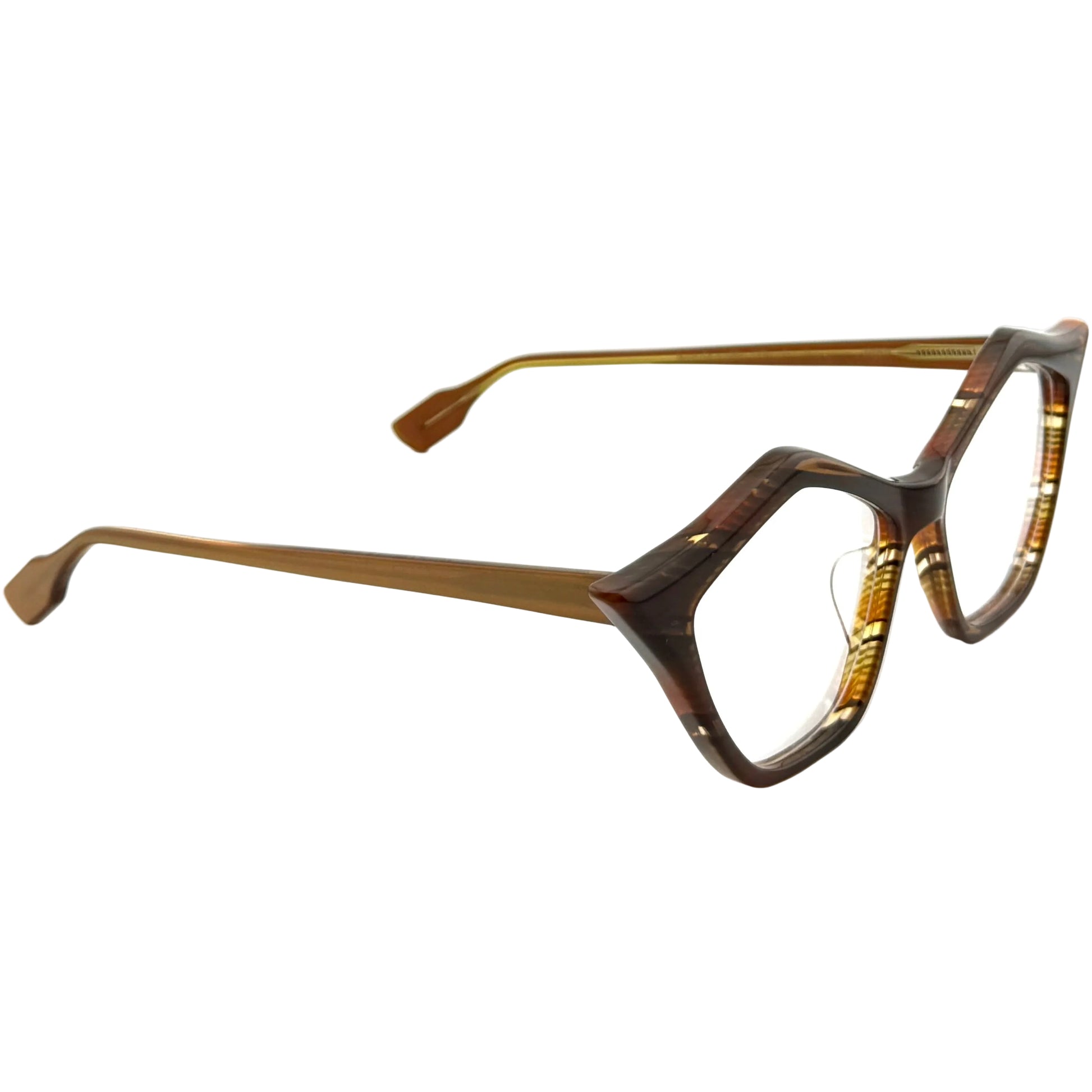 Eyeglasses with a tortoiseshell frame on a white background