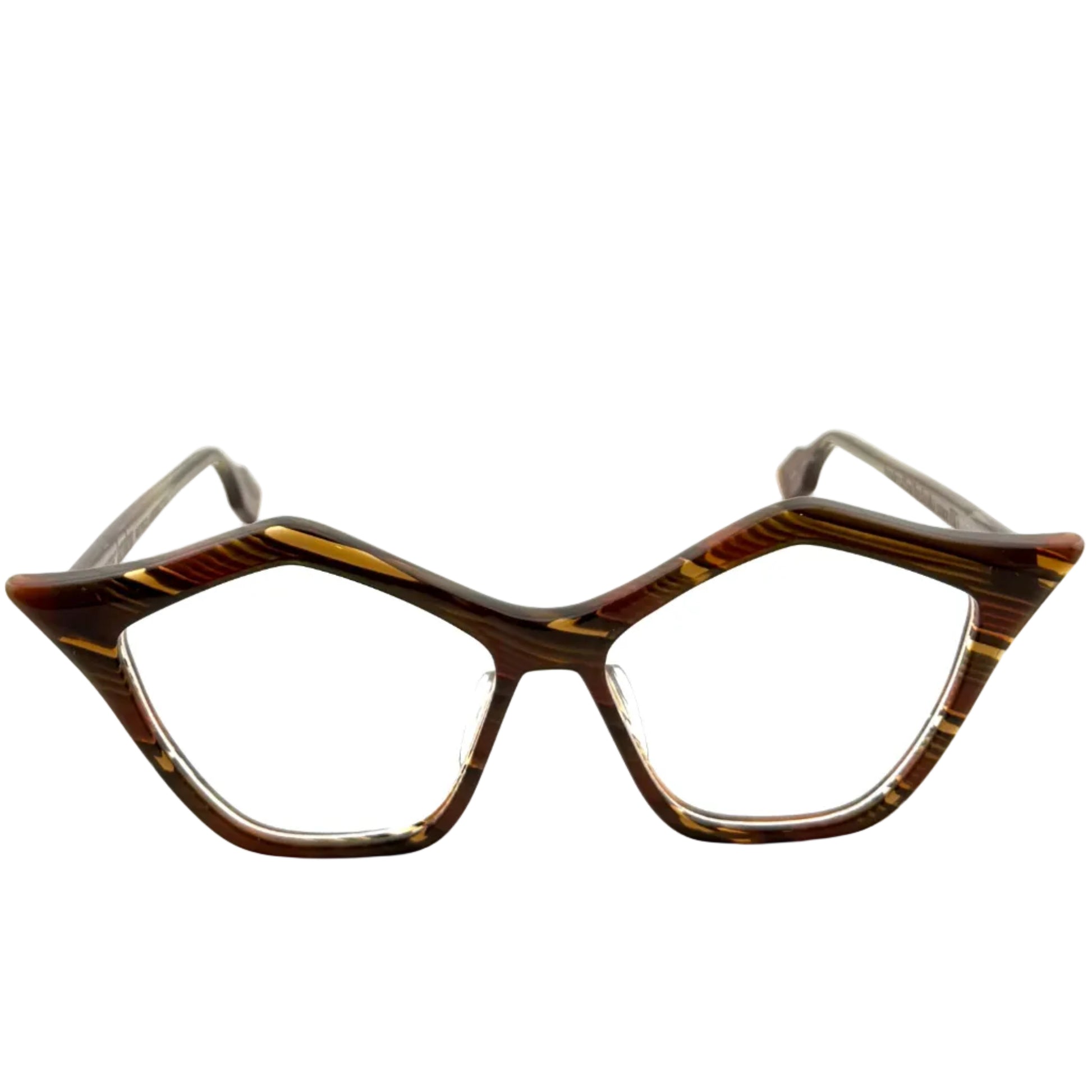 Tortoiseshell cat-eye glasses on a white background