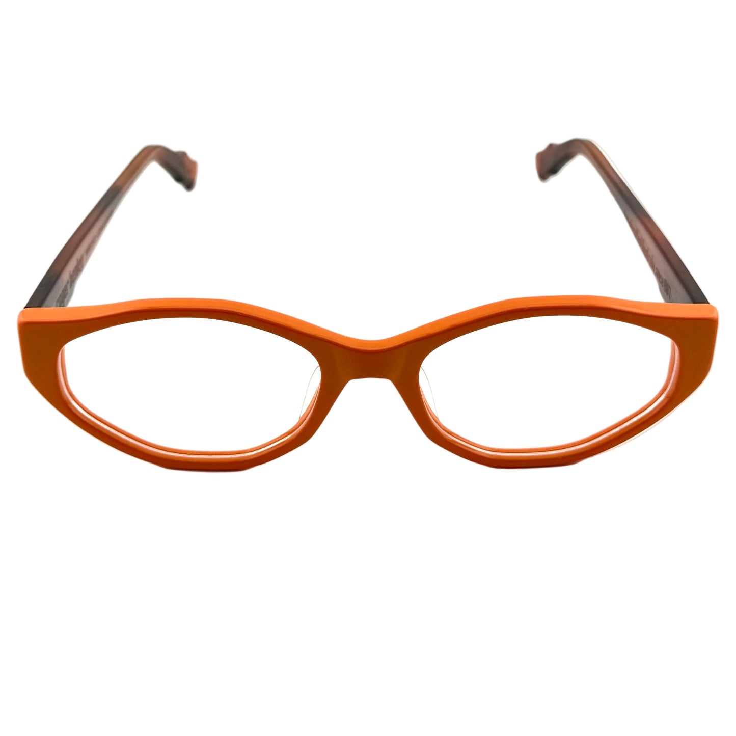 Brown cat-eye glasses on a white background
