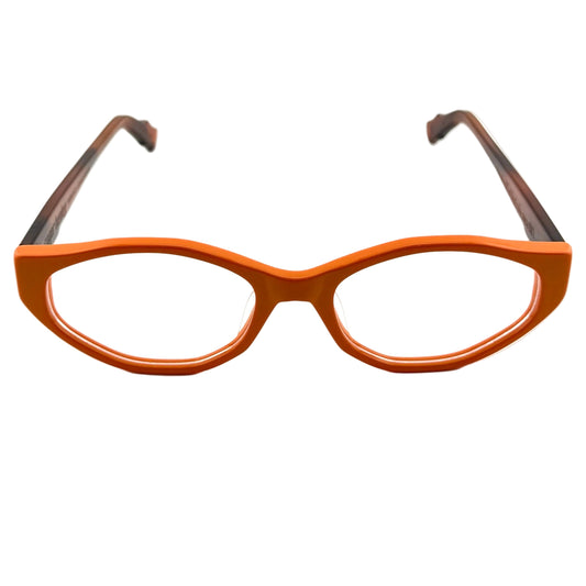 Brown cat-eye glasses on a white background