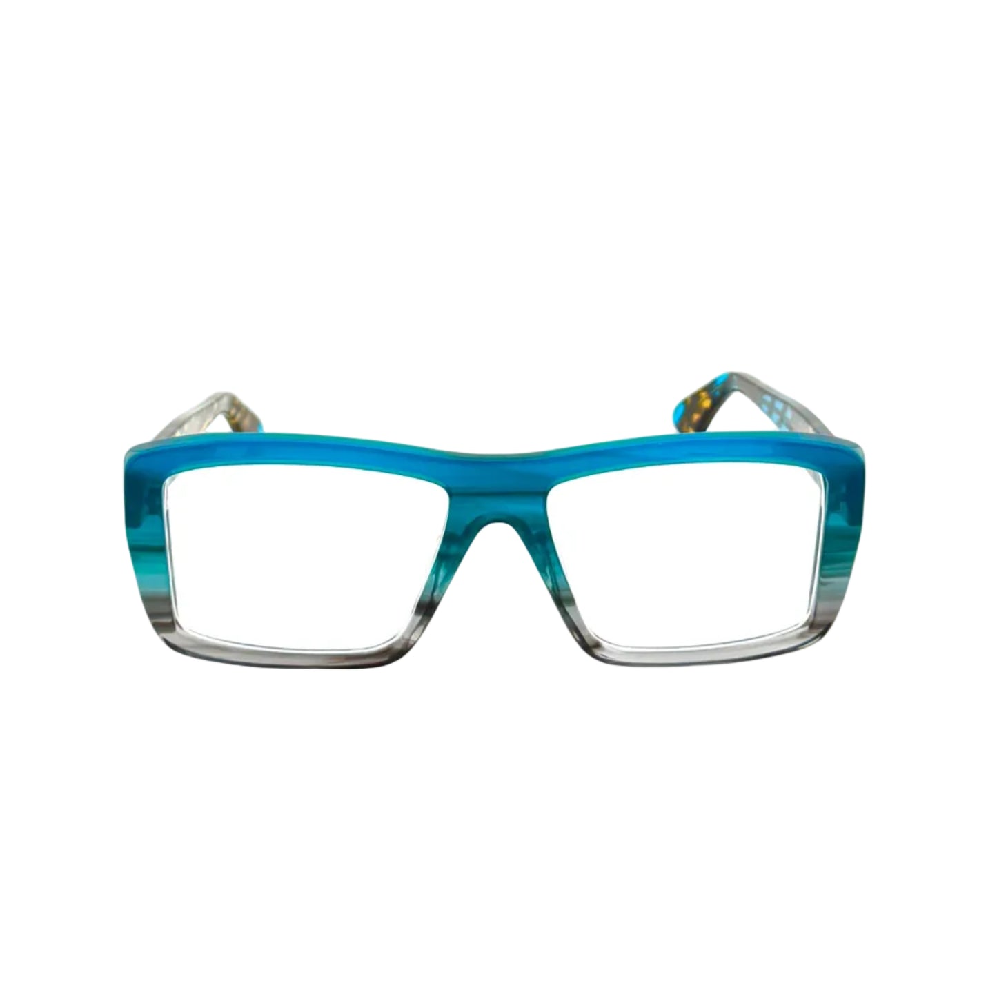 Blue eyeglasses on a white background